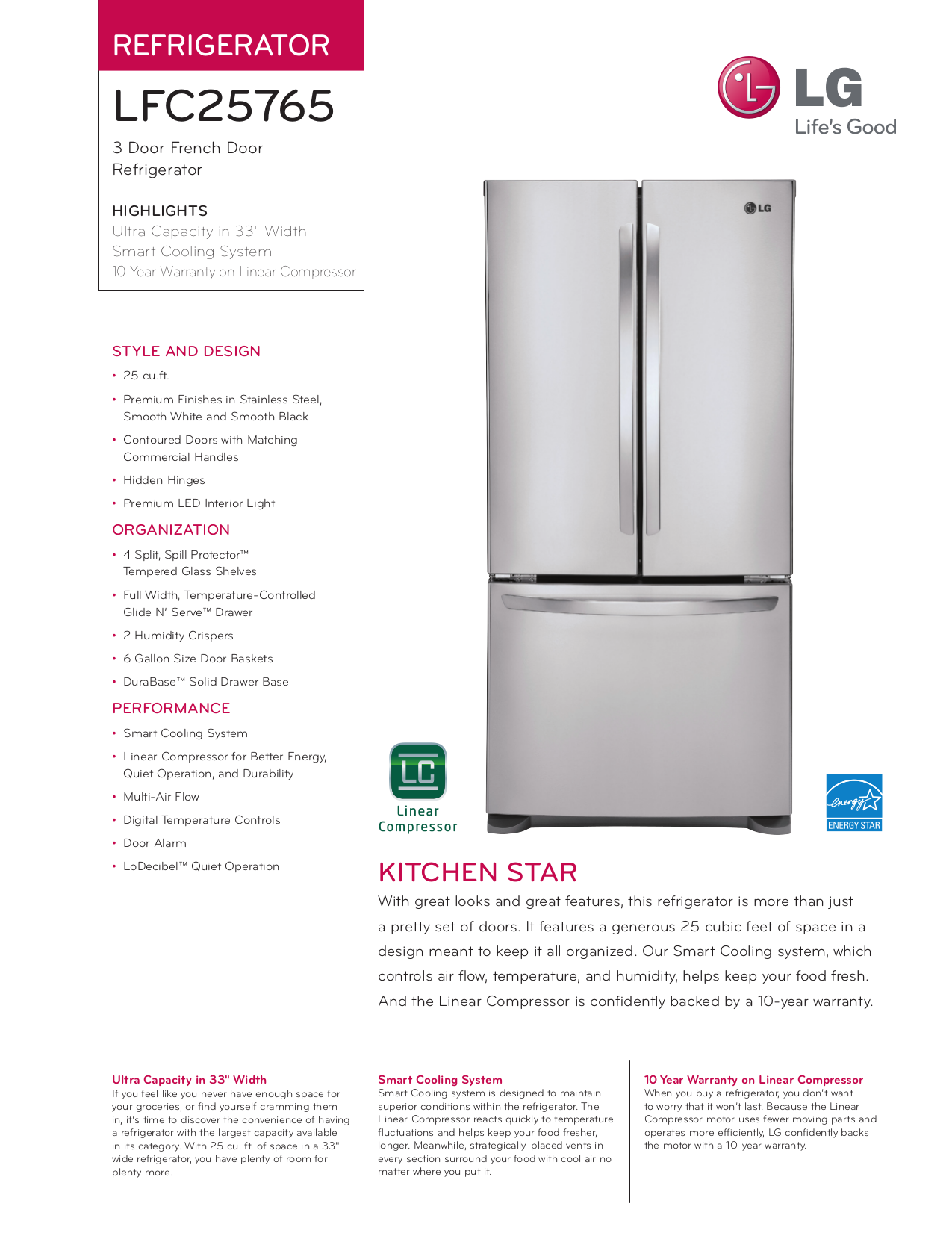 Download free pdf for LG LFC25765ST Refrigerator manual